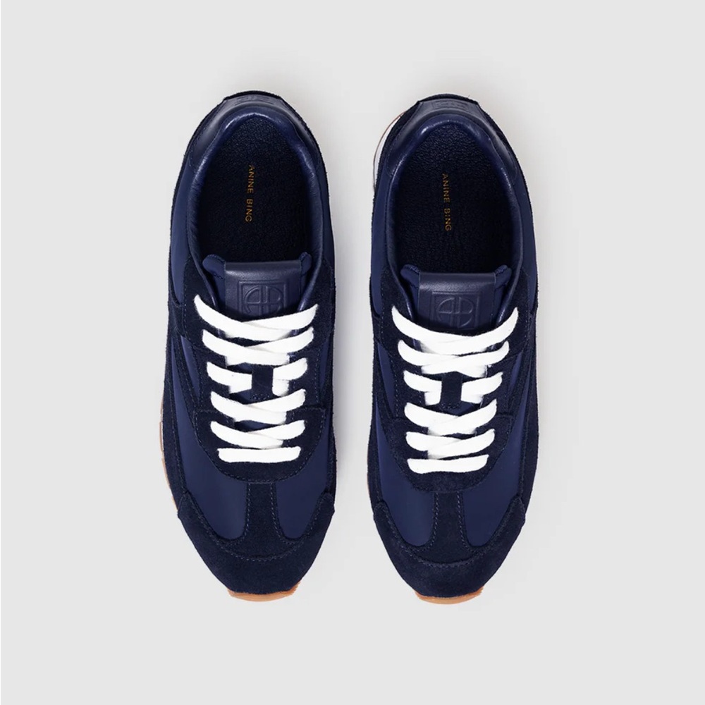 Anine Bing Juno Navy and White Sneakers